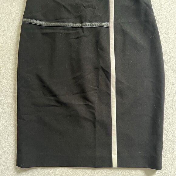 Calvin Klein Women Black Beige Stripe Lined Sheath Sleeveless Career Dress 6 - Picture 3 of 9